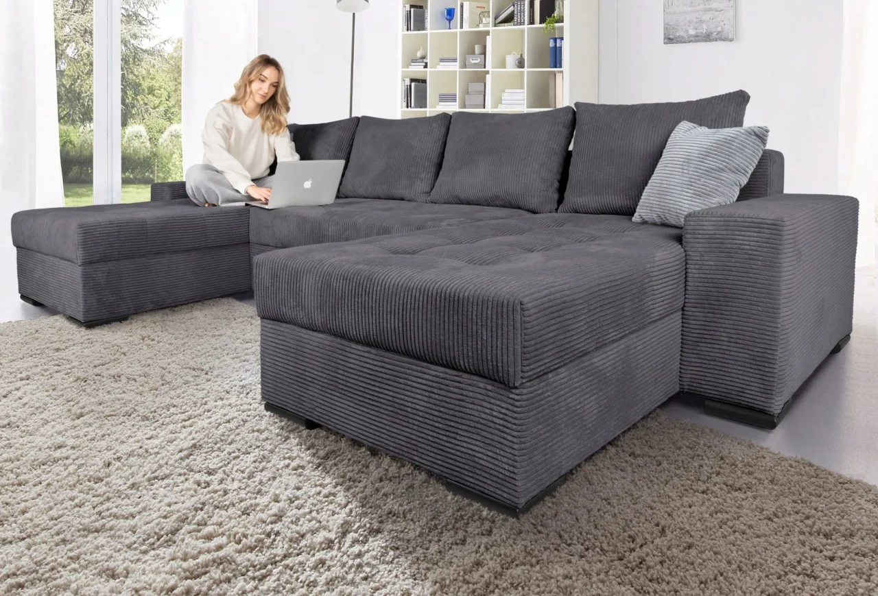 JOLY U-Shaped sofa with bed function and storage