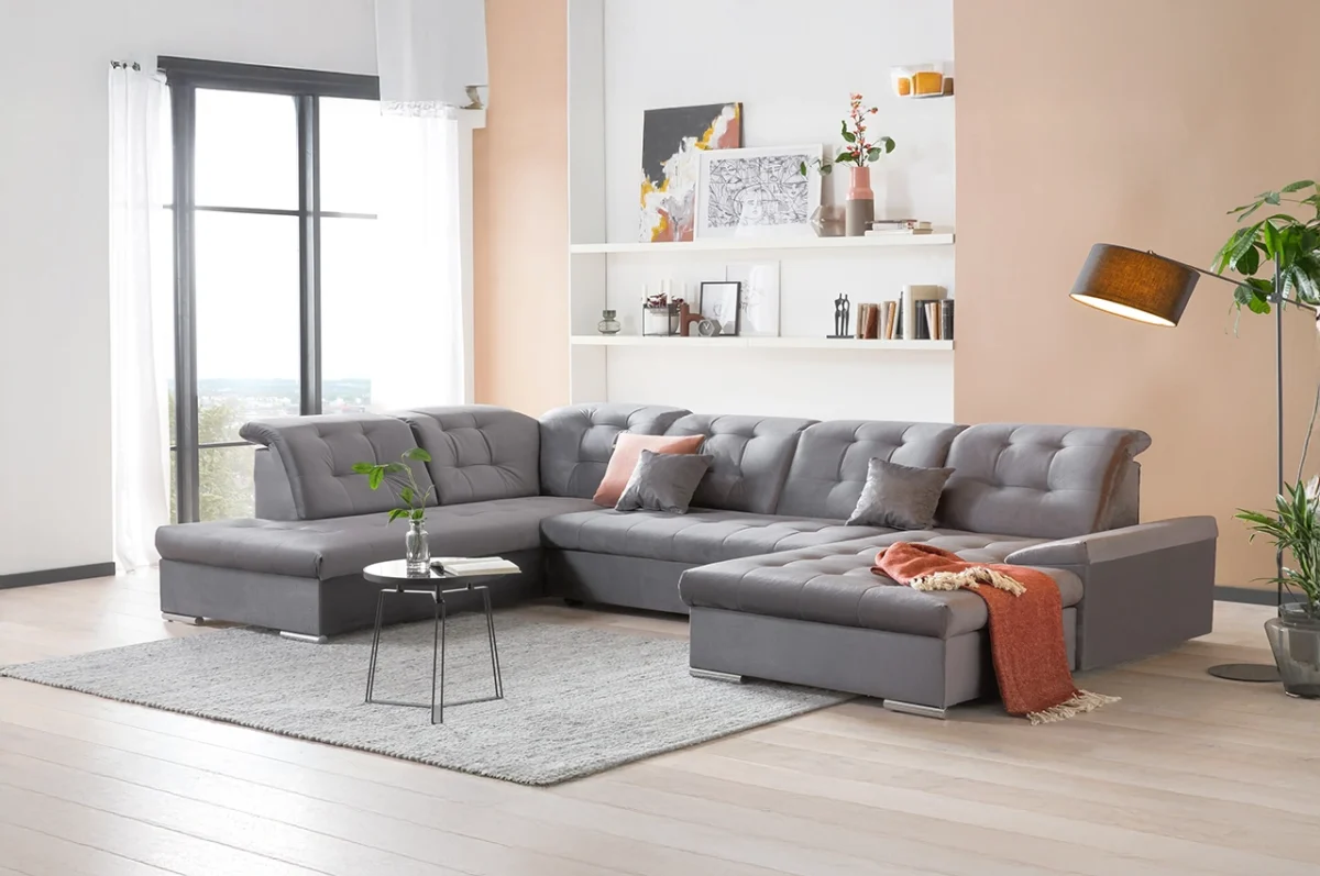NEBRASKA U-Shaped sofa with bed function and storage
