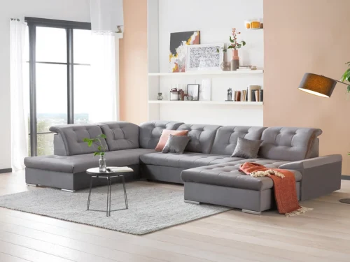 NEBRASKA U-Shaped Sofa Bed Beige Monolith1 NEBRASKA U-Shaped sofa with bed function and storage