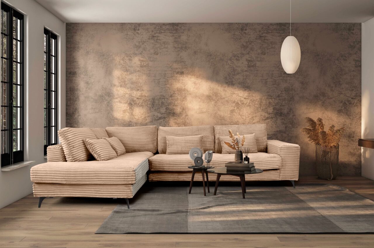 Nox Corner Sofa –Beige Corduroy