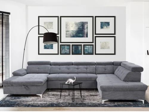 SATURN U-Shaped Sofa Bed - Grey6 SATURN U-Shaped sofa with bed function and storage