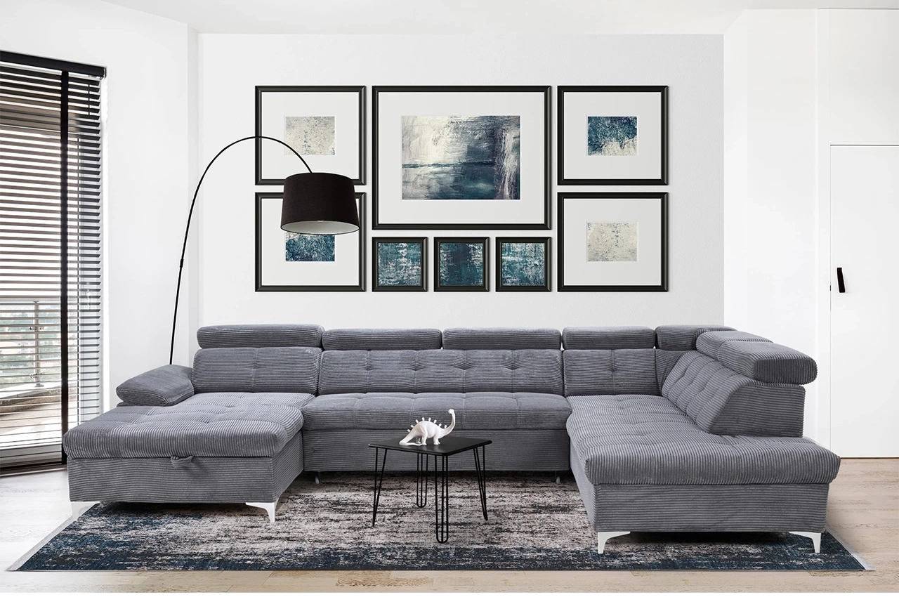 SATURN U-Shaped sofa with bed function and storage