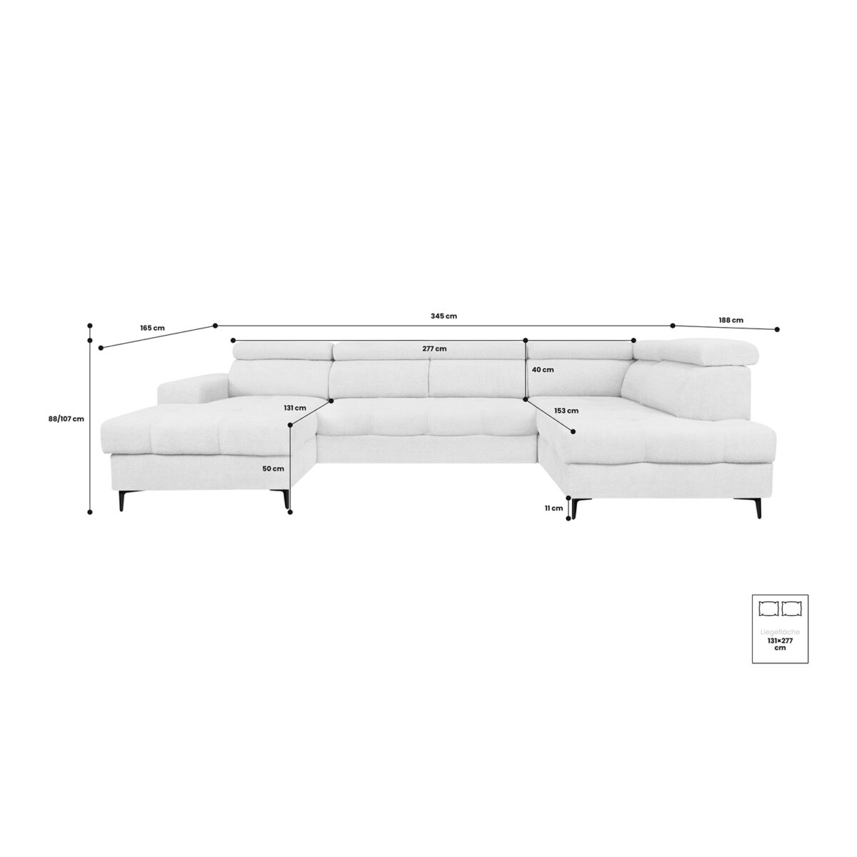 U-Shaped Sofa Bed Asti – Coral 50 | Magnus Dream UK