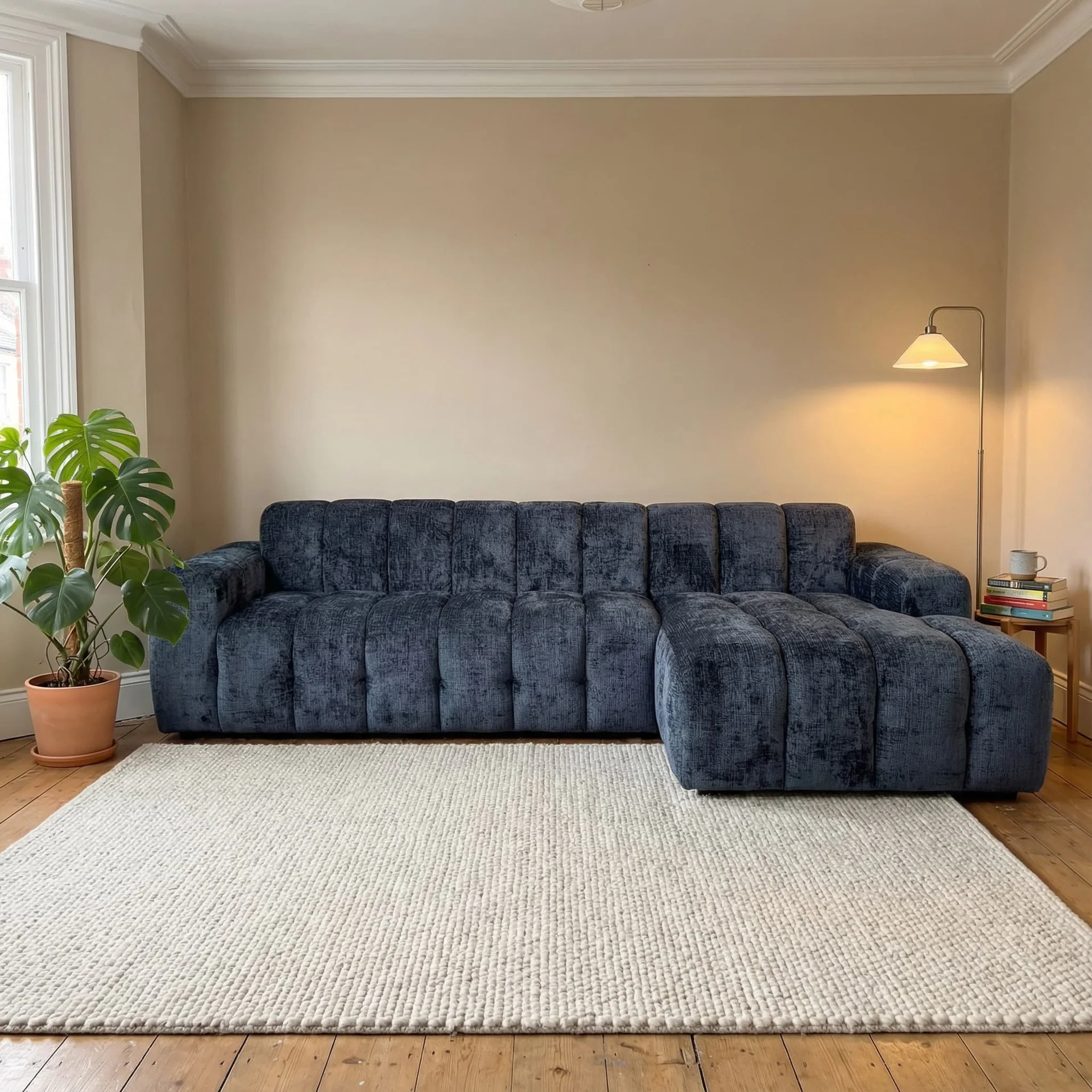 Cream corduroy corner sofa from Magnus Dream UK interior