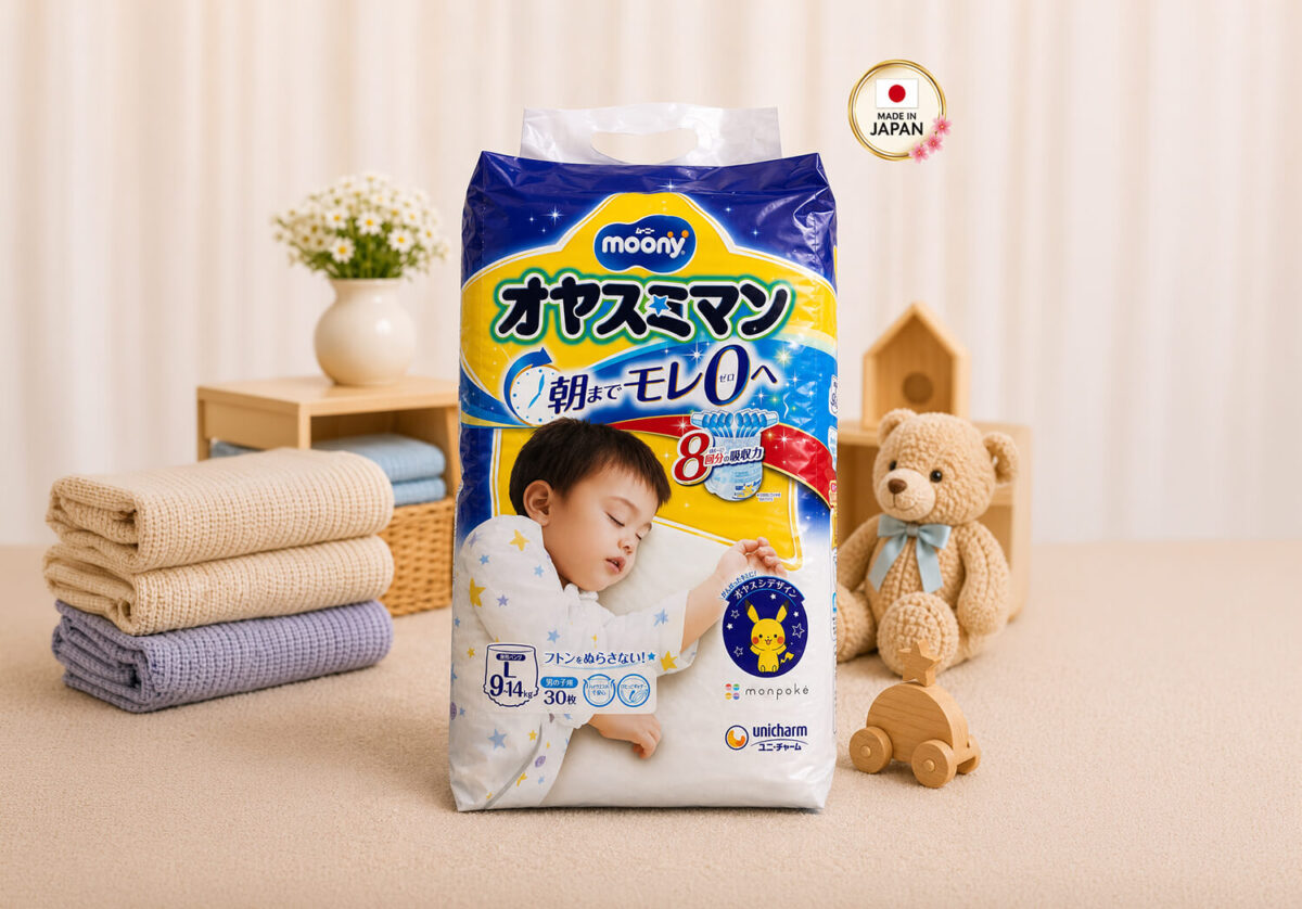 Moony Overnight Boy Pull-Up Nappies L (9-14kg) 30 Pack