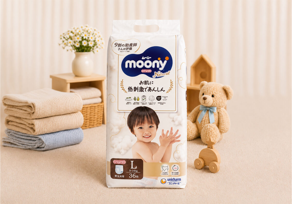 Moony Natural Pull-Up Nappies L (9-14kg) 36 Pack