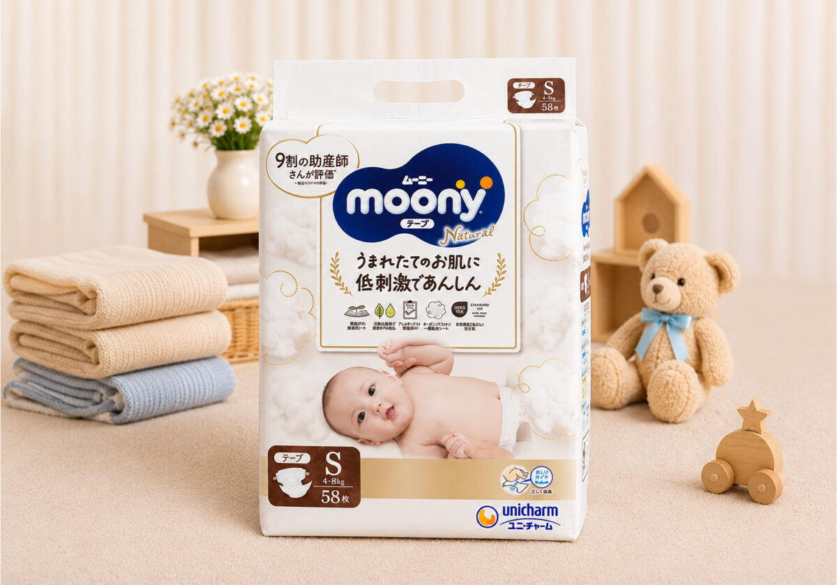 Moony Natural Taped Nappies S 58 Pack | 4-8kg